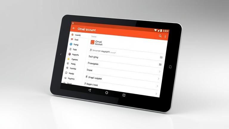 alt_text: Android tablet showing Gmail account deletion settings with clear interface elements.