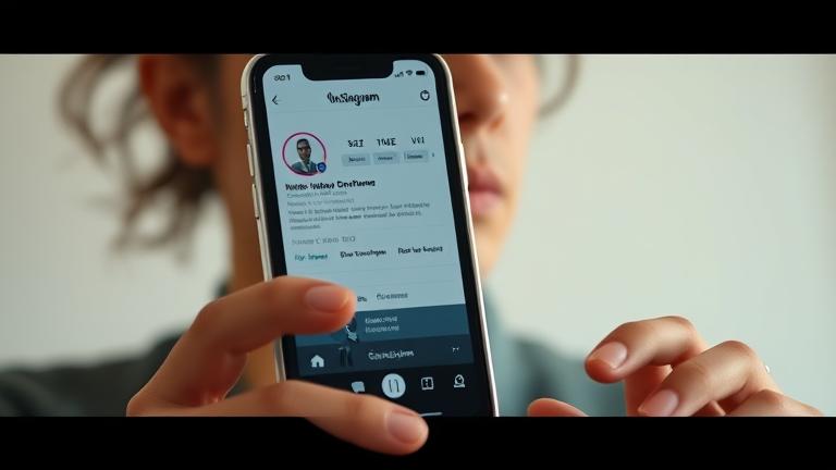 alt_text: Person with a smartphone, blurred profile, muted icons, depicting social media avoidance.