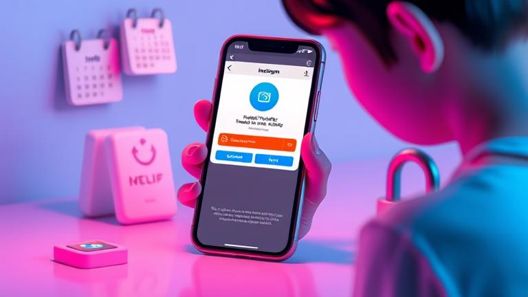 alt_text: Smartphone showing inactive Instagram handle, with calendar and lock icons symbolizing reactivation.