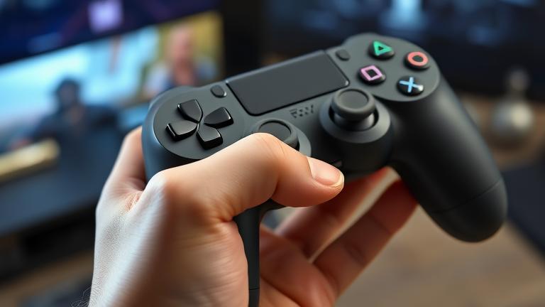 alt_text: Close-up of a PS4 controller in hand, highlighting the "L3" button and thumbstick.