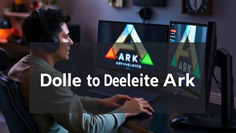 alt_text: Person at gaming setup with ARK interface, ready to learn how to delete Ark SP.