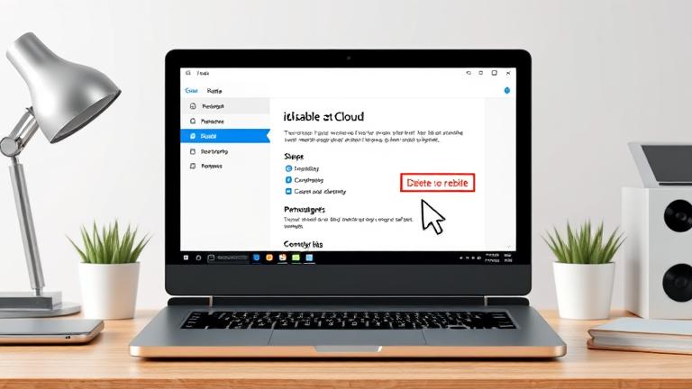 alt_text: Person confidently disables iCloud on Windows PC in a clean, modern workspace.
