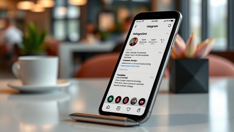 alt_text: Smartphone showing Instagram DMs discreetly at a modern desk, privacy cues visible.