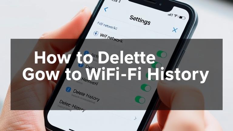 alt_text: iPhone displaying Wi-Fi settings with "Forget" option, overlay text: “How to Delete Wi-Fi History”