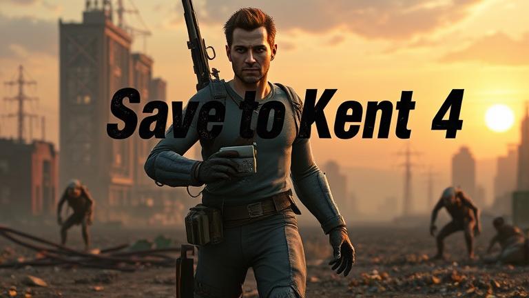 alt_text: Player in a post-apocalyptic city with Pip-Boy, weapon, mutants, debris, sunset, survival.