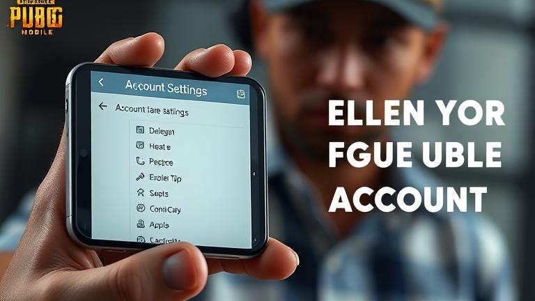 alt_text: Person holding phone with PUBG Mobile account settings open, inviting account management.