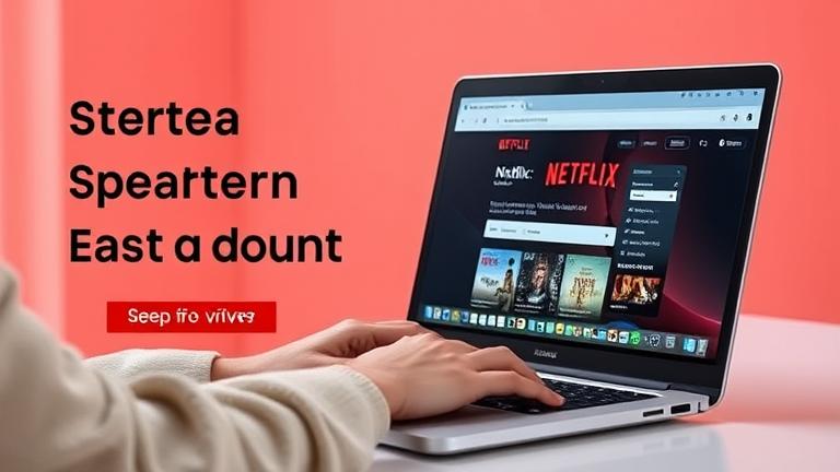 alt_text: Person manages Netflix account online, with login and settings visible in a private, modern setting.