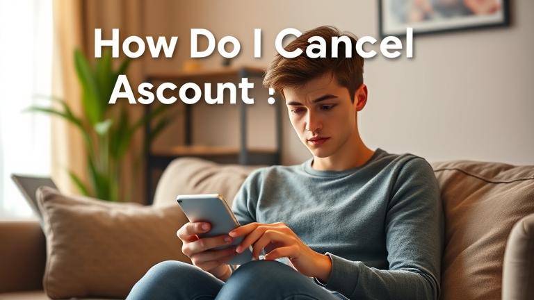 alt_text: Young adult cancels account on device, cozy space, thoughtful pose, approachable scene.