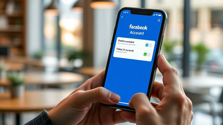 alt_text: Person in cozy space deleting Facebook app on phone with Facebook logo and settings.
