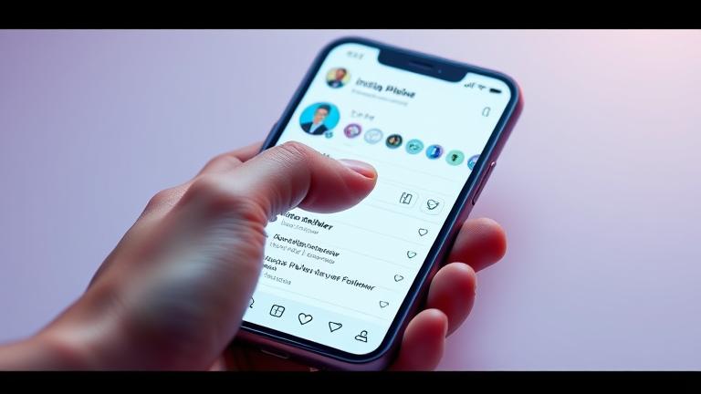 alt_text: Realistic phone screen showing Instagram follower list with a hand selecting to unfollow.