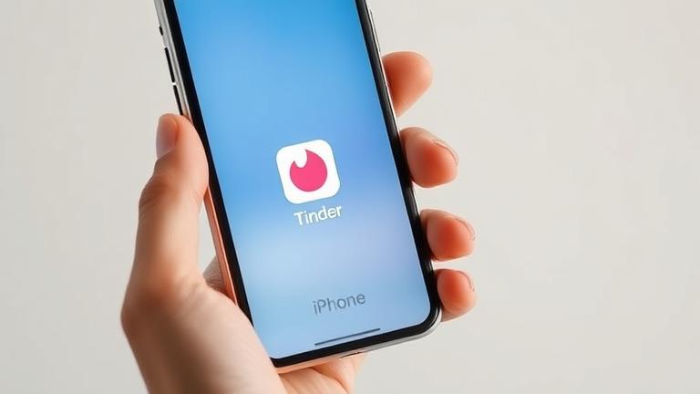 alt_text: Hand holding iPhone with Tinder app removed, "Deleting" icon shows app removal process.