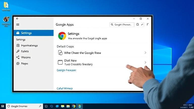 alt_text: Windows 11 settings open, Chrome highlighted, user easily setting it as default browser.