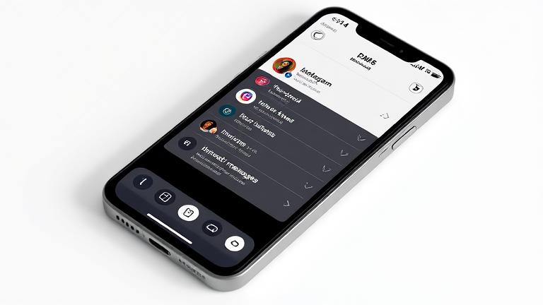 alt_text: Smartphone screen showing Instagram DMs with unread badge, user tapping inbox.