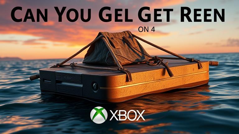 alt_text: Xbox console and raft on water, evoking adventure and survival, with vivid ocean background.