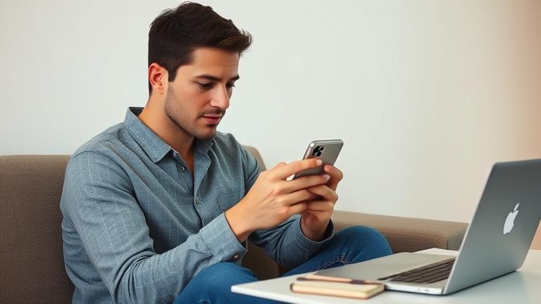 alt_text: Person pondering over their phone with Tinder open, suggesting reflection or profile reset.