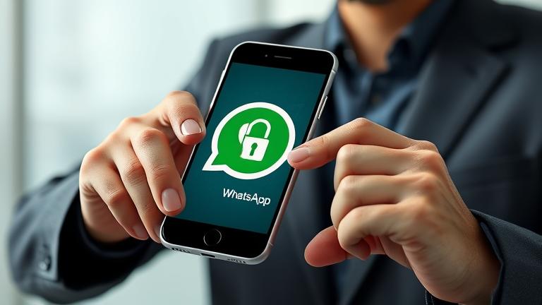 alt_text: Person with smartphone displaying a lock icon, symbolizing privacy and security.
