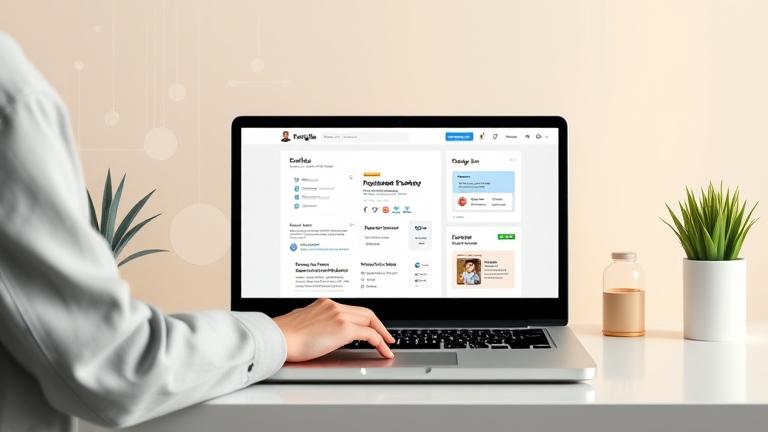 alt_text: Person updating their Freelancer profile on a clean workspace with editing icons and tools.