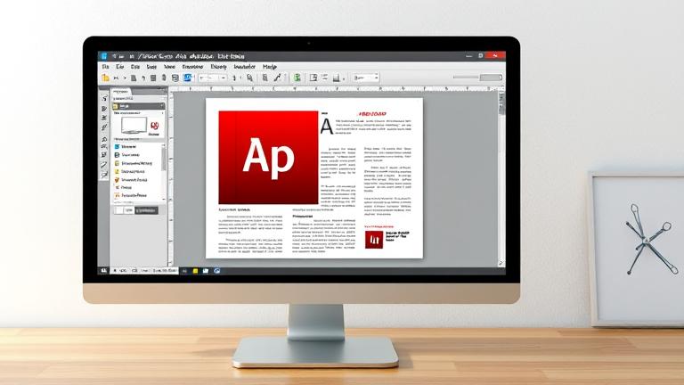 alt_text: Realistic scene of Adobe Illustrator CS6 editing a PDF with tools and layered workspace.