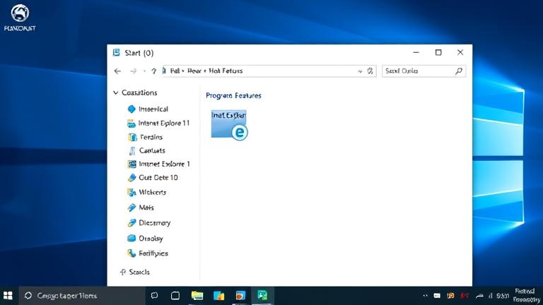alt_text: Windows 10 screen with Programs & Features, highlighting IE11 for uninstallation, in a clean design.