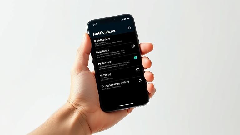 alt_text: Hand holding smartphone with notification settings, showing how to disable Trovit alerts.