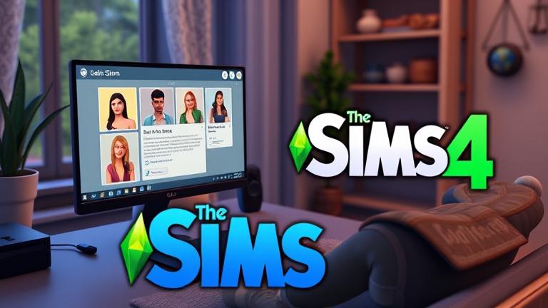 alt_text: Player using Sims 4 menu to delete a Sim in a cozy gaming setup.