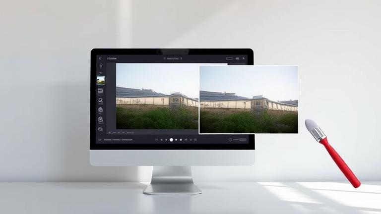 alt_text: Lightroom workspace showing dehaze tools and before-after crop removing white fringe.