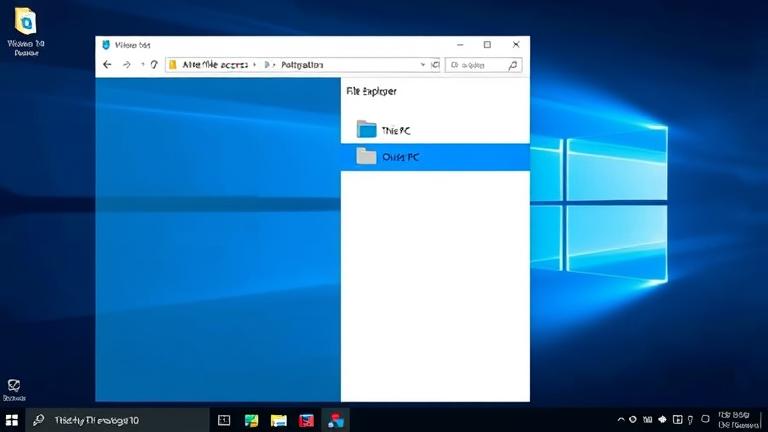 alt_text: Windows 10 desktop with File Explorer open, focused on 'This PC' in navigation pane.