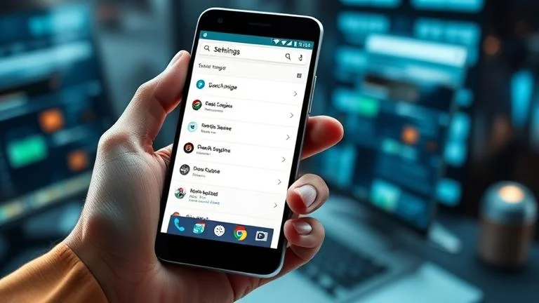 alt_text: Person changing search engine in Opera Browser on Android, with settings open on the phone.