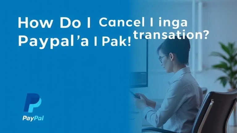 alt_text: User at desk cancels PayPal transaction on screen with PayPal branding visible.
