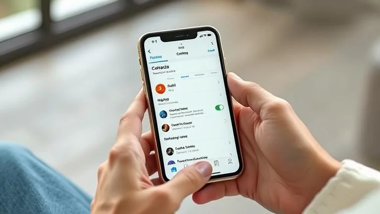 alt_text: Person managing Instagram contacts on phone; disconnect toggle visible, modern design.