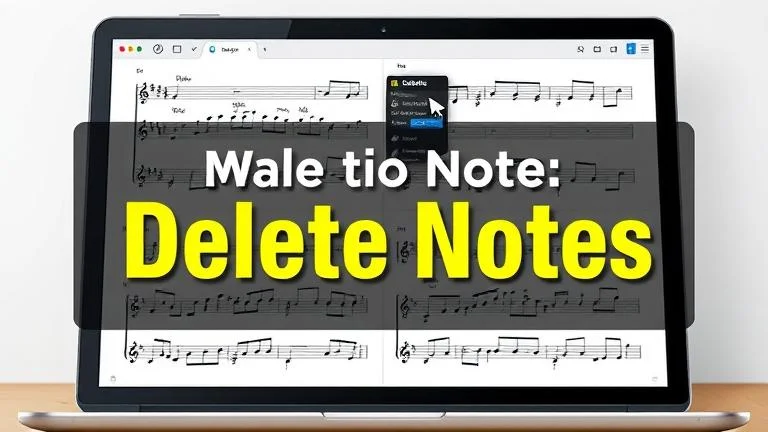 alt_text: MuseScore screen showing note deletion with cursor highlighting notes and delete options.