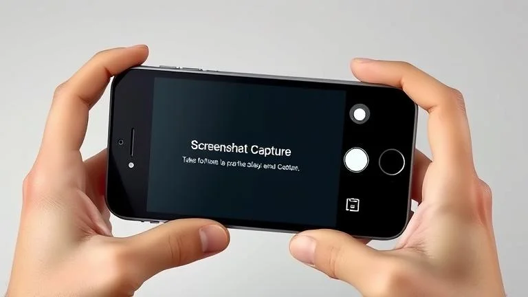 alt_text: Hands holding an iPhone 5 capturing a screenshot in a minimalistic scene.